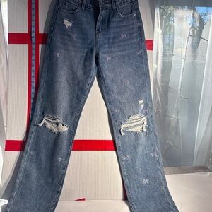 PTCL Ethikal Brand Distressed Jeans with Rhinestone Butterflies – Size 25